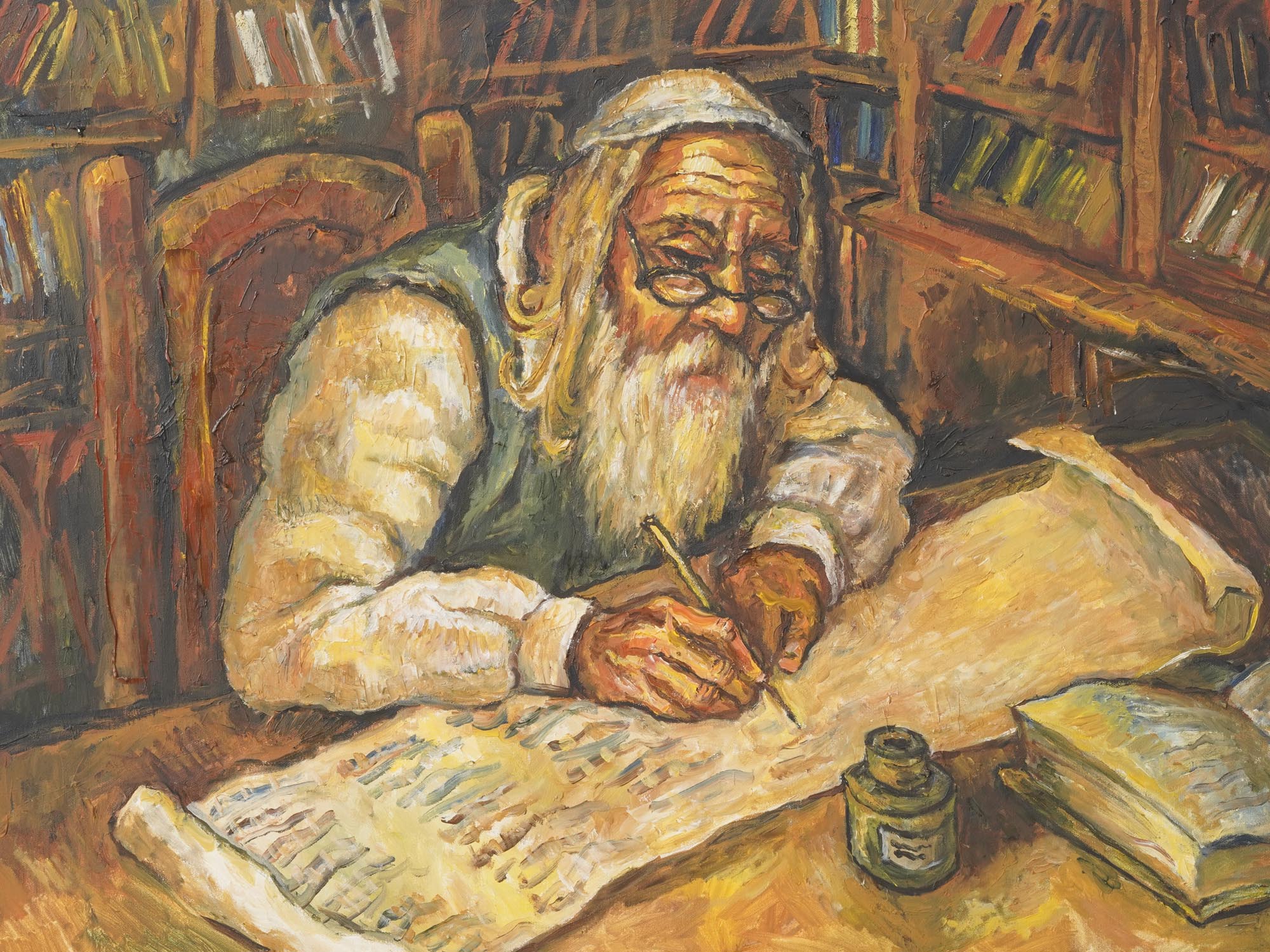 RUSSIAN OIL PAINTING JEWISH MAN BY MISHA LEVIN PIC-1